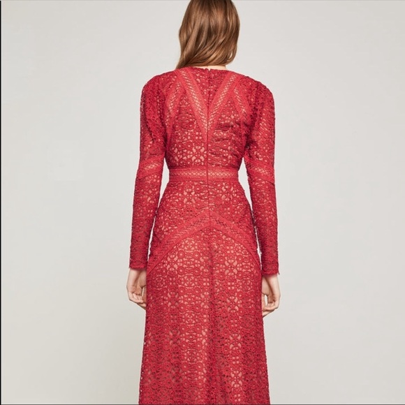 NEW BCBGMAXAZRIA Red Bcbg Mosaic Lace Maxi Dress - Picture 4 of 4